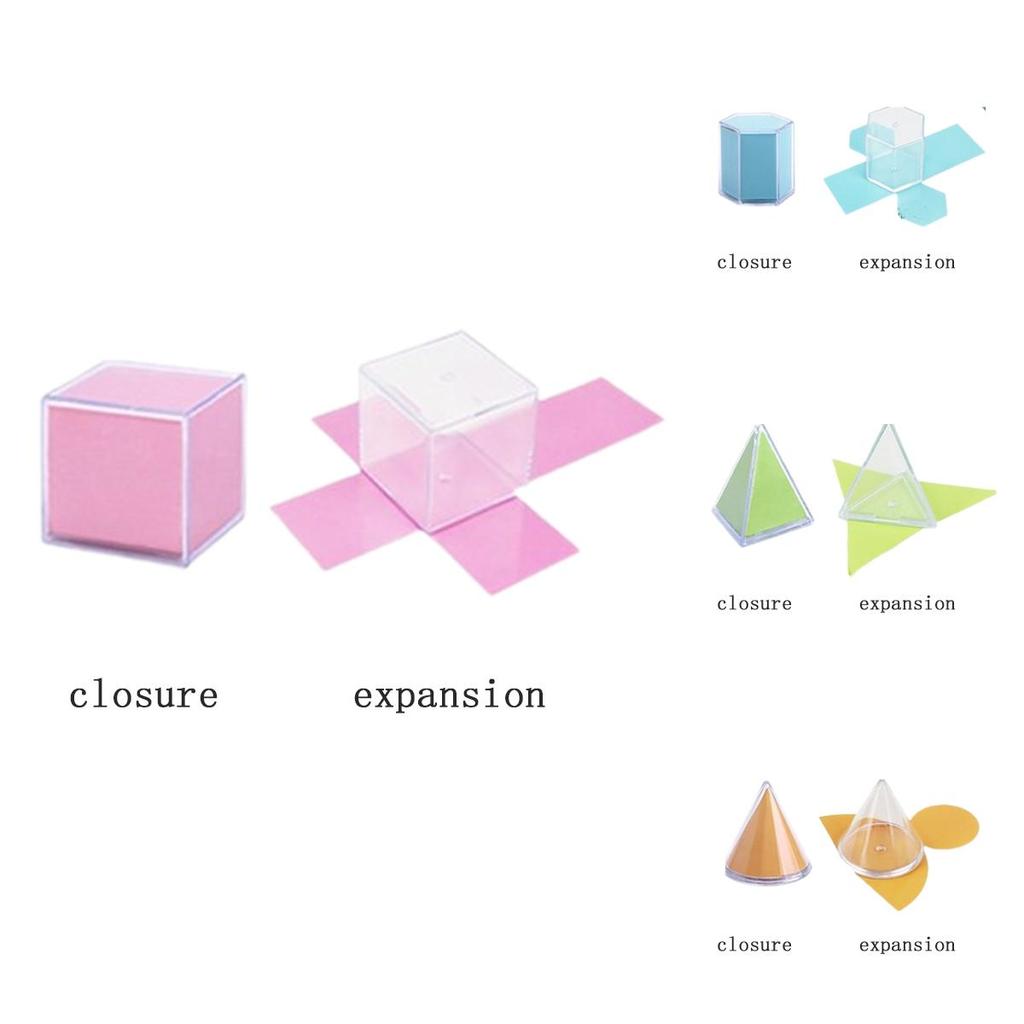 Kit Model Matematic Geometrie 3D Pentru Școala Gimnazială Cub și Prismă Dreptunghiulară Diagrame desfășurate