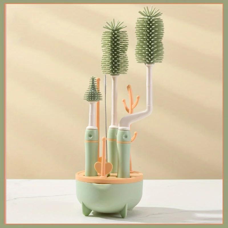 

1Pcs Portable 6 in 1 Baby Bottle Cleaner Set with Silicone Baby Bottle Brushes Straw Brush Nipple Brush Storage Box
