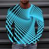 Swirl Line Grid Print Men's Tshirts Long Sleeve Tees Round Neck Casual Pullover Men's Clothing Plus Size, Christmas Holiday Fashion Tee