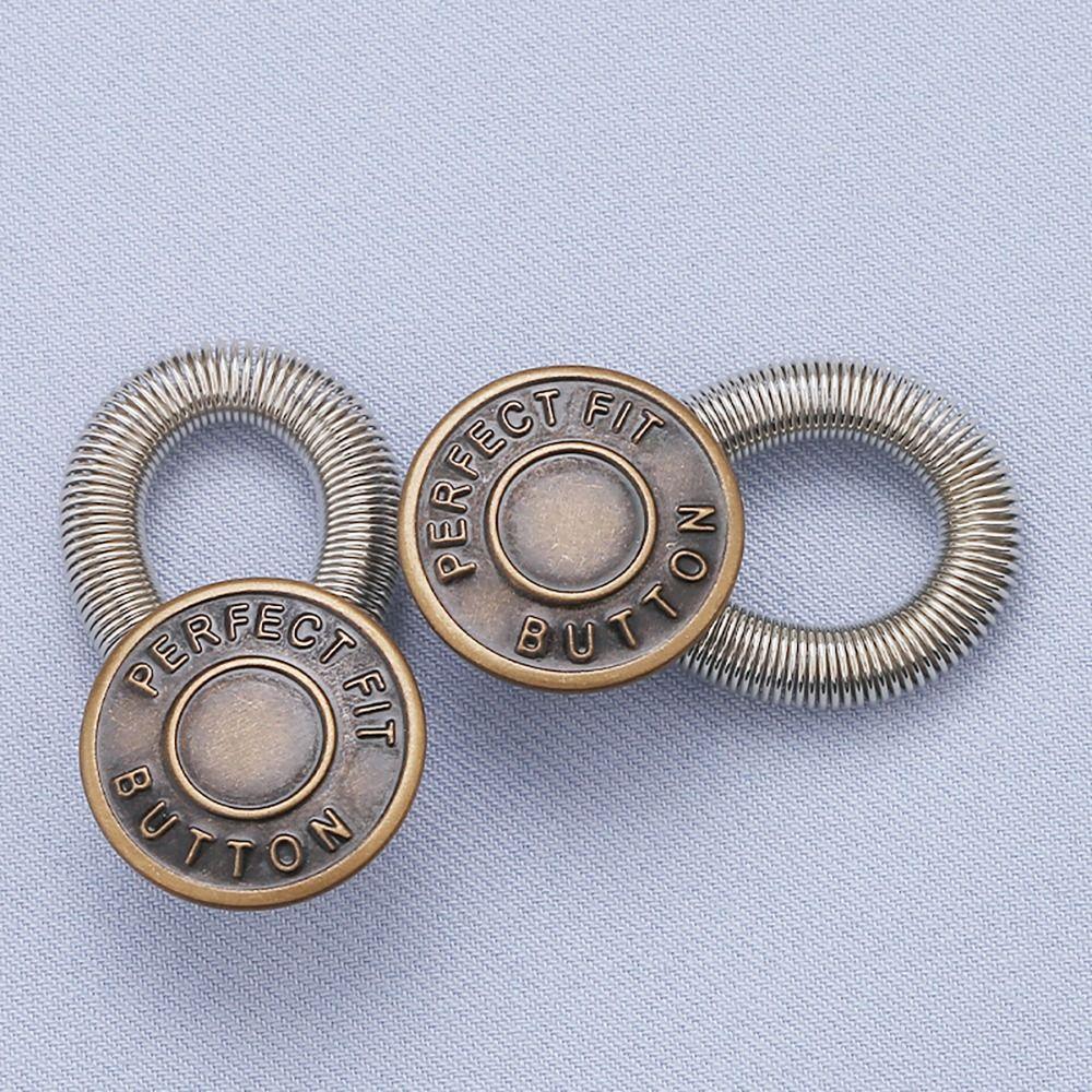 10Pcs Metal Elastic Spring Button Trousers Pants Stretch Extender Accessories Waist Extension 17mm Sewing Tool Jeans Button