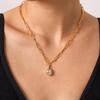 18k Titanium Steel Zirconia Necklace - Light Luxury Clavicle Chain, Colorfast Jewelry, Stainless Steel Ornaments, Cross-Border Collection.