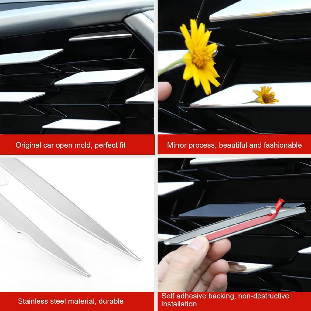 Front Grill Grille Mesh Cover for Toyota Highlander 2020 2021 2022 2023 Chrome Stainless Front Bumper Grille Decal Trim 41pc