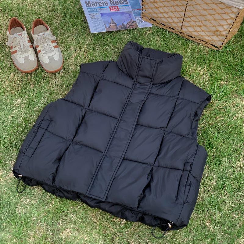 New Winter Stand Collar Versatile Short Vest Fashionable Versatile Cotton Horse Clip Slimming and Fashionable Ladies Jacket
