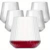 24pcs Plastic Ribbed Wine Glasses Origami Disposable Wine Glasses Unbreakable Clear Plastic Cocktail Glasses Plastic Wine Champagne Whiskey Glasses
