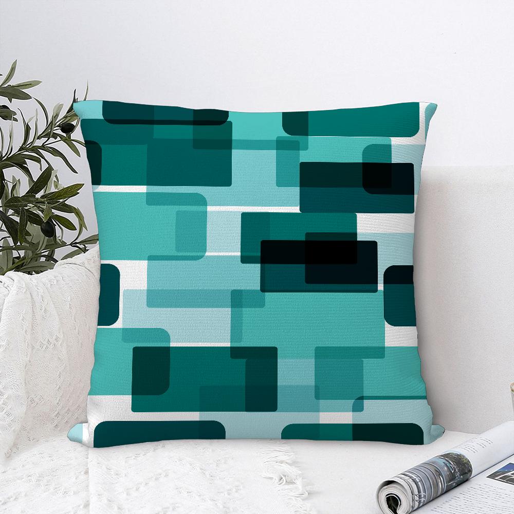 Teal Blue Flower Leaves Pattern Pillow Case Sofa Decor Home Double-sided Printing Short Plush Cushion Cover Throw Pillow Cover