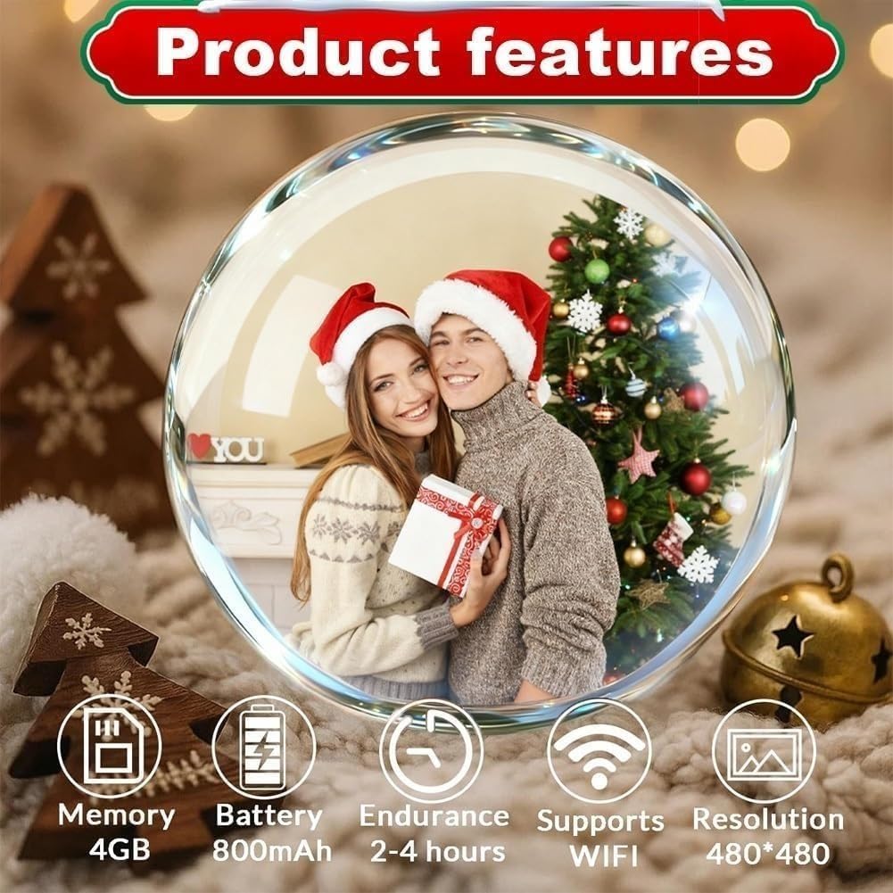 WiFi 3D Crystal Ball Video Player Audio Video Display Electronic Ball Christmas Memory Ball Birthday Gift Souvenir For Family And Friends
