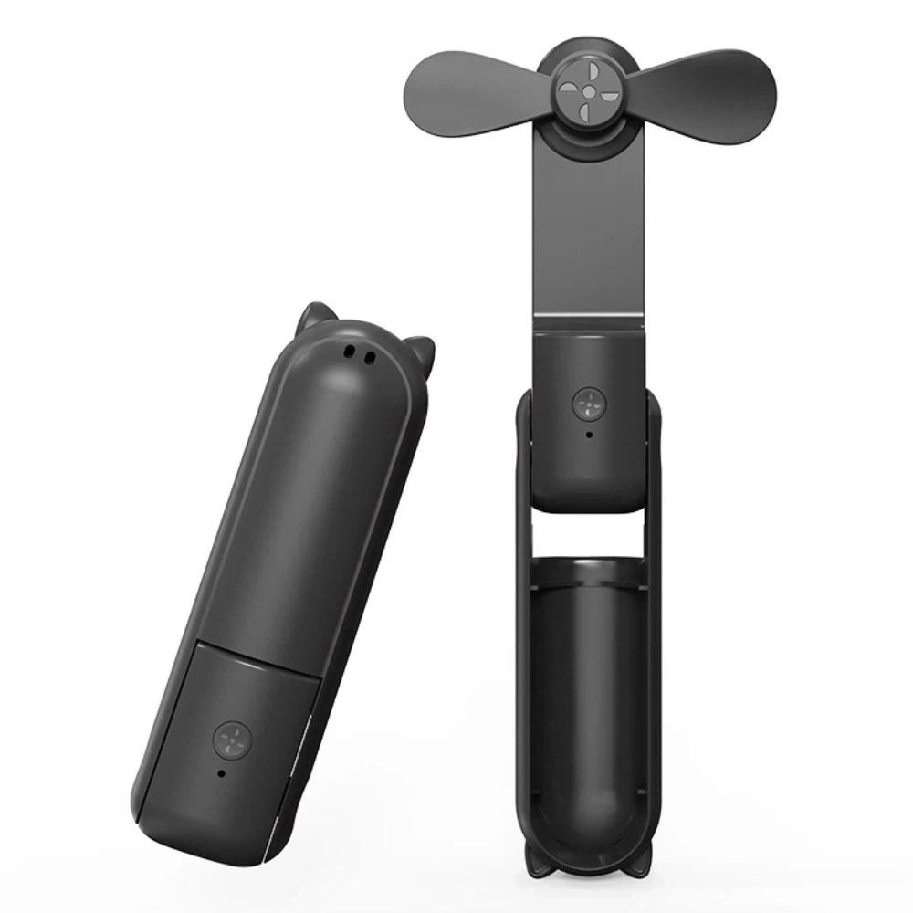 USB Rechargeable Handheld Mini Fan 3 Gears Pocket Silent Fan Folding Flashlight Fan  Summer Outdoor чёрный