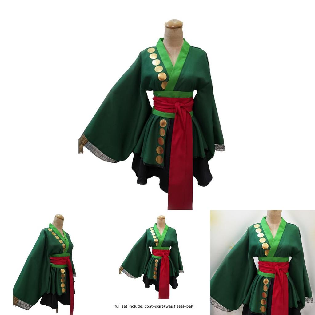 One Piece Roronoa Zoro Cosplay-Kostüm in leuchtenden Farben für Damen zu Halloween