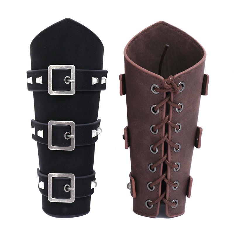 Men's Exaggerated Leather Wristband and Punk Cycling Arm Guard