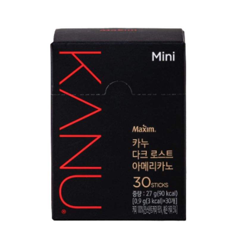 Maxim KANU Dark Mini Americano Instant Coffee Sticks 30 Sticks Sugar Free Korean Coffee 1box(30ea)