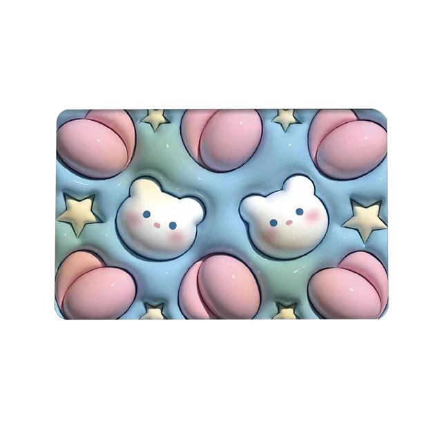 Cute Cartoon Bathroom Bath Mat Crystal Velvet Non Slip Mat Floor Rug Water Absorbent Doormat 3D Cobblestone Embossed Foot Mats