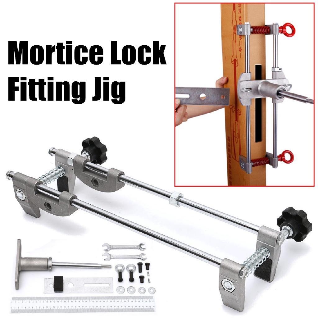 Gray Mortice Lock Jig Set Mortiser Locksmith Woodworking Wood Door Fitting Slot Drill Carbide with Wrench Maintenance Hand