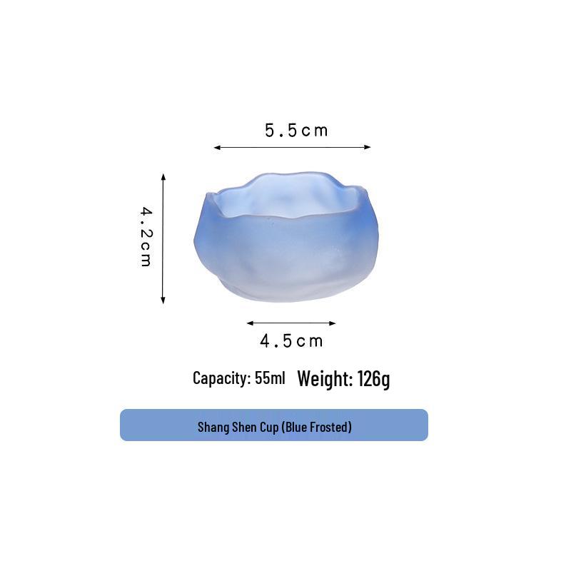 Frosted Japanese-Style Blown Glass Tea Cup - Thick, Irregular Design
