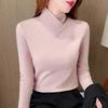 Autumn Winter Fleecing Matching Basic Tops Half High Collar Shirt And Blouse Long Sleeve T-shirt for Women Sweet Elegance Blouse