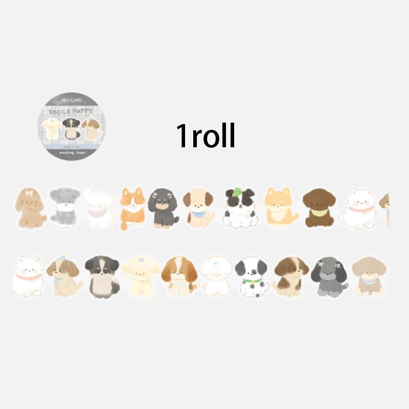 Mr.Paper,Cute Animal Masking Tape 1 Roll Kawaii Dog PET Tape Home Handbook Scrapbook Decoration Gifts