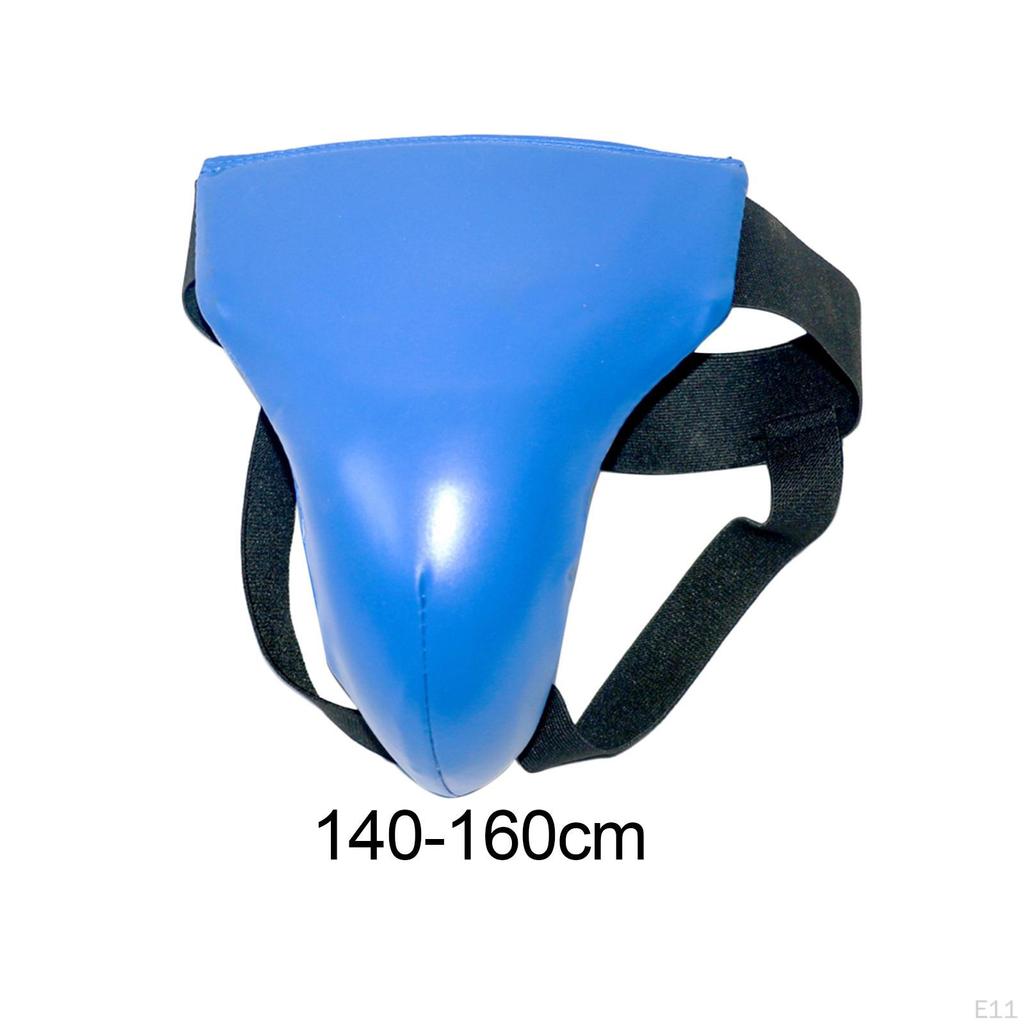 Durable Groin Guard, Jockstrap Crotch Protector Breathable PU Leather Abdominal Taekwondo