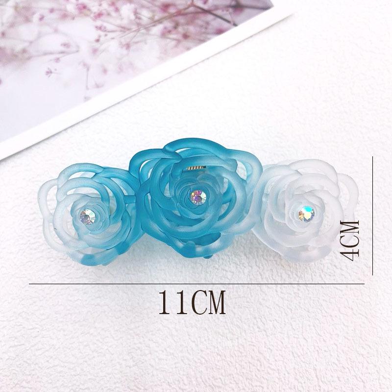 Korean Translucent Rose Hollow Claw Hair Clip - Versatile Solid Color Shark Clip Accessory