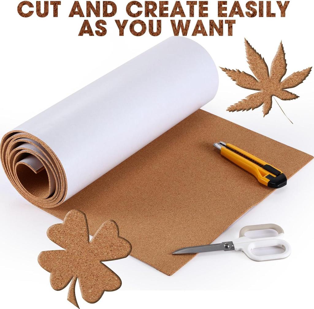 1/3mm Thick Rectangular Natural Cork Sheet Roll | Ideal for Bulletin Boards & Wall Decorations