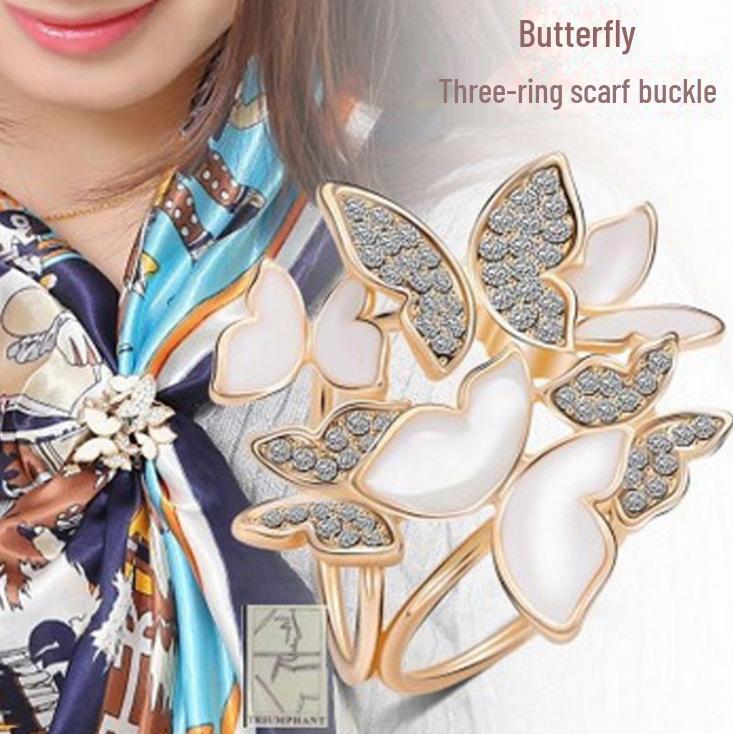 

Универсальное шелковое кольцо-шарф в корейском стиле с бриллиантовой бабочкой белый