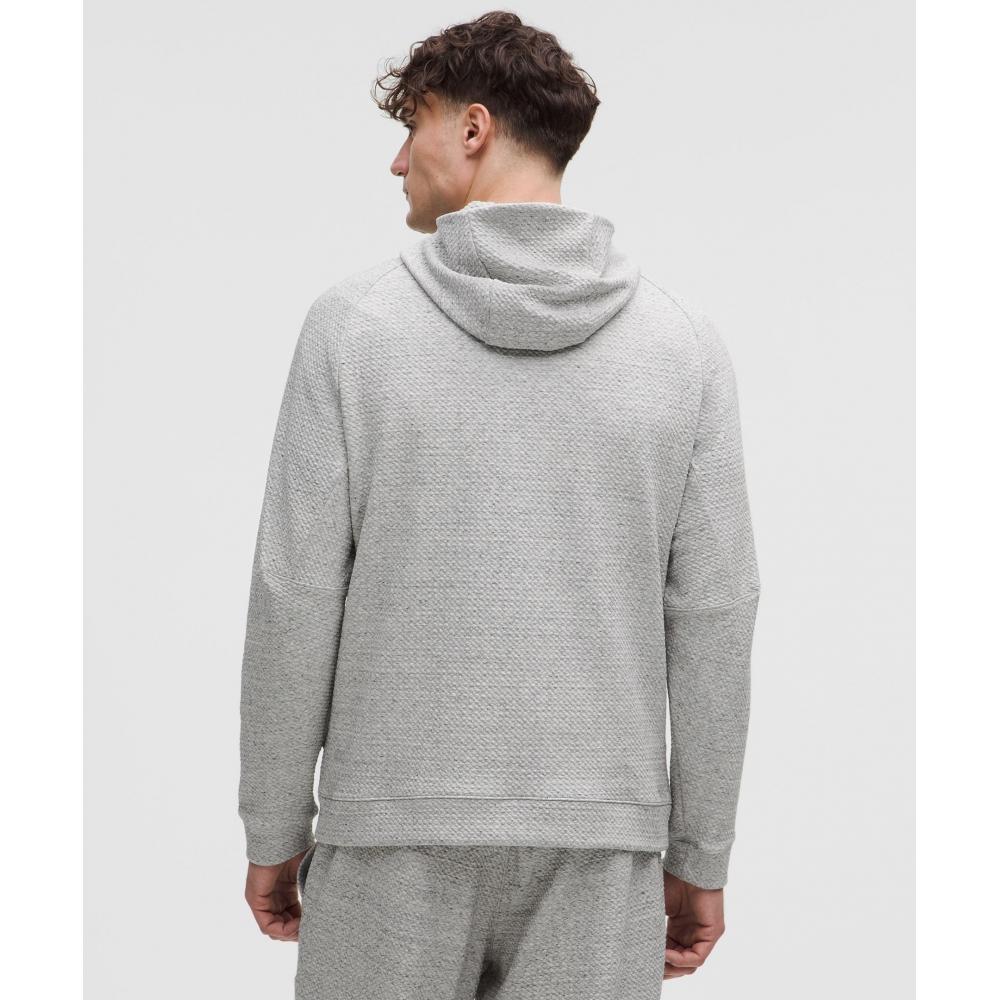Lululemon Textured Double Knit Cotton Hoodie Heathered Melody Light Grey Black