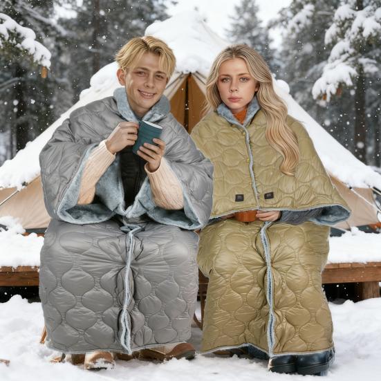 USB Rechargeable Heating Blanket Portable Heated Cape Electric Blanket with 3 Heat Levels 10 H Auto Shut-Off Overheat Protection for Back Neck