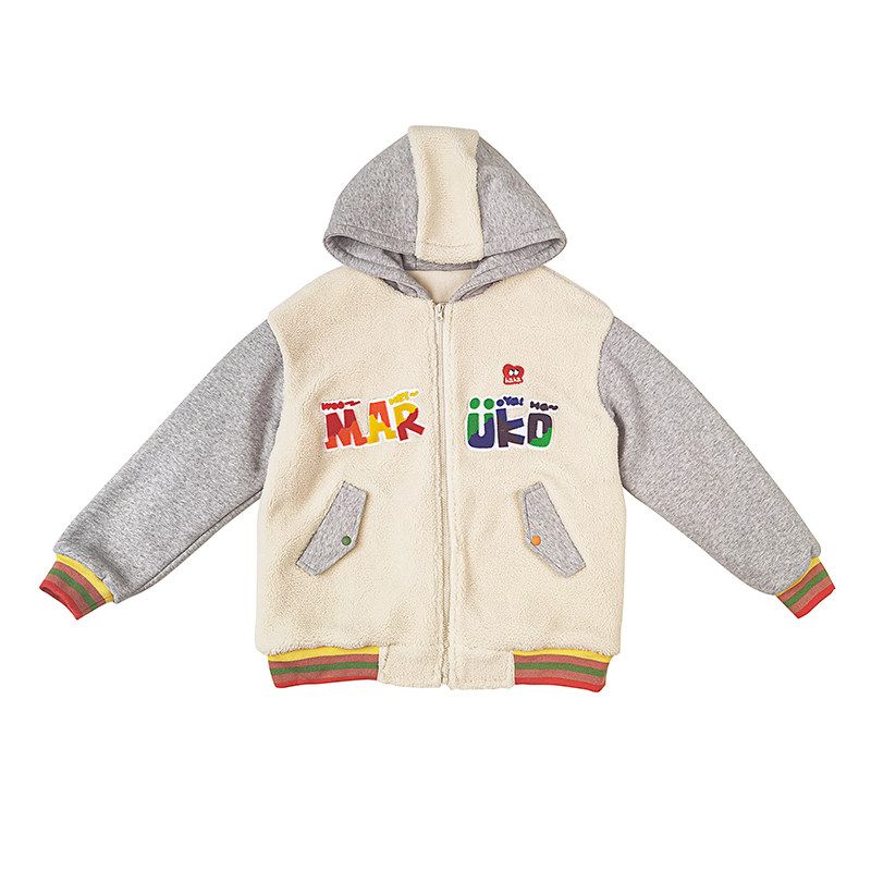 Toothpick Maru Maru and Friends 2025 Autumn/Winter Girls  Faux Lamb Wool Hooded Jacket Warm Thickened Coat Cream White 150