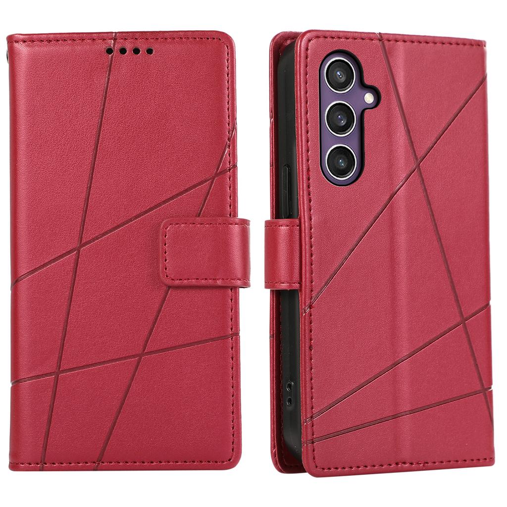 DF-06 For Samsung Galaxy S25 Phone Case Line Imprint Leather Wallet Cover