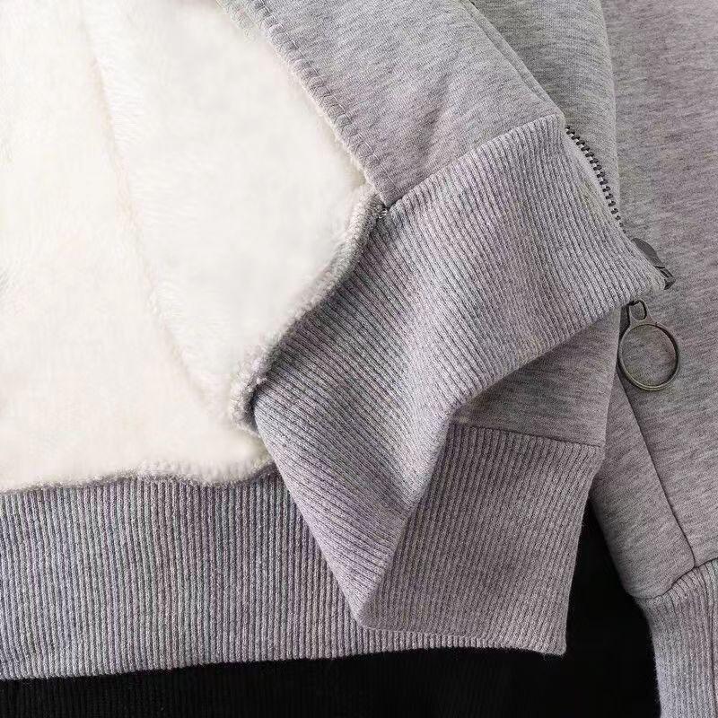2024 Unisex Plush Thick Hooded Zipper Cardigan: All-Match Korean Style Jacket for Autumn and Winter
