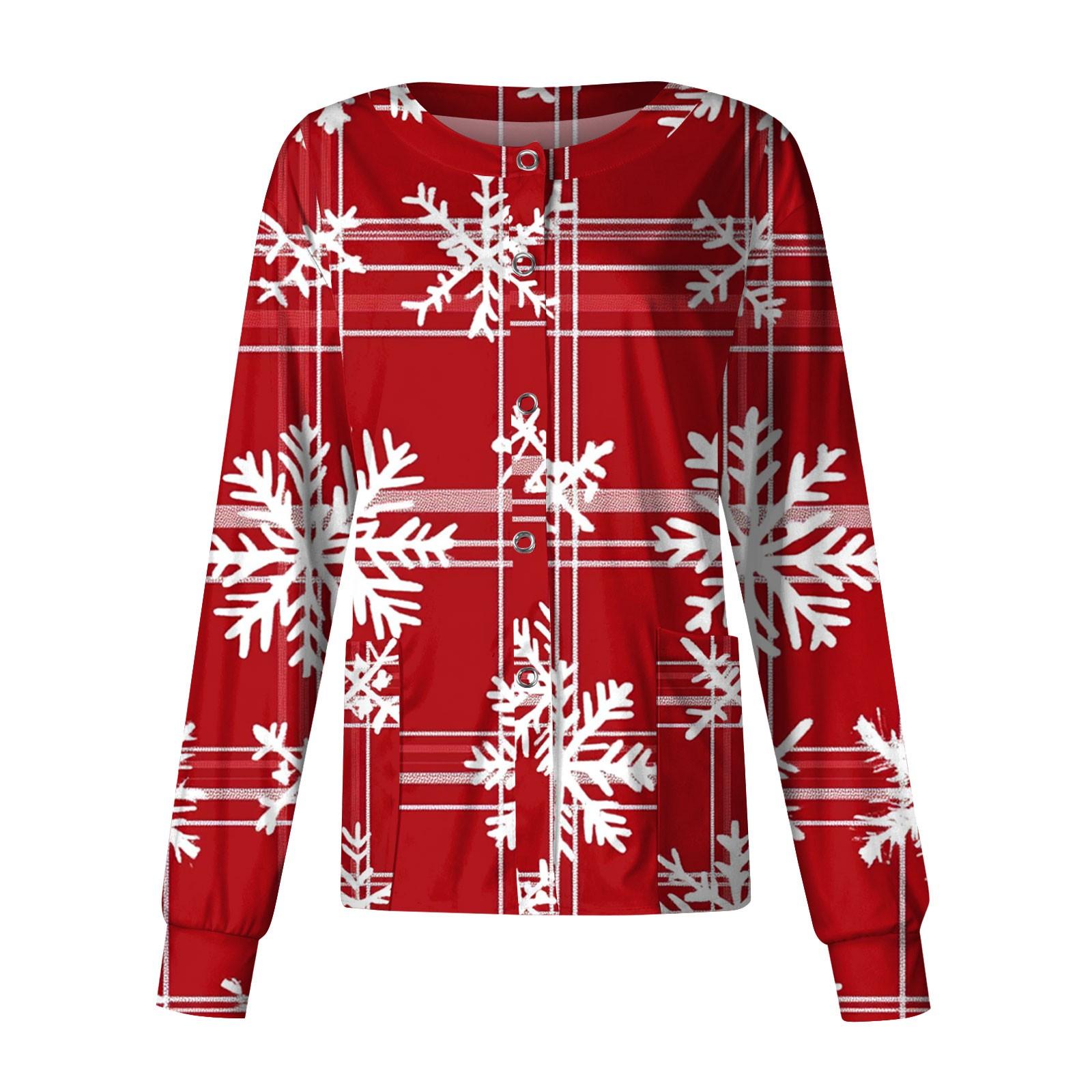 

Женская повседневная одежда с длинным рукавом и рождественским принтом, кардиган, верхняя одежда, униформа XXXXXL киноварь