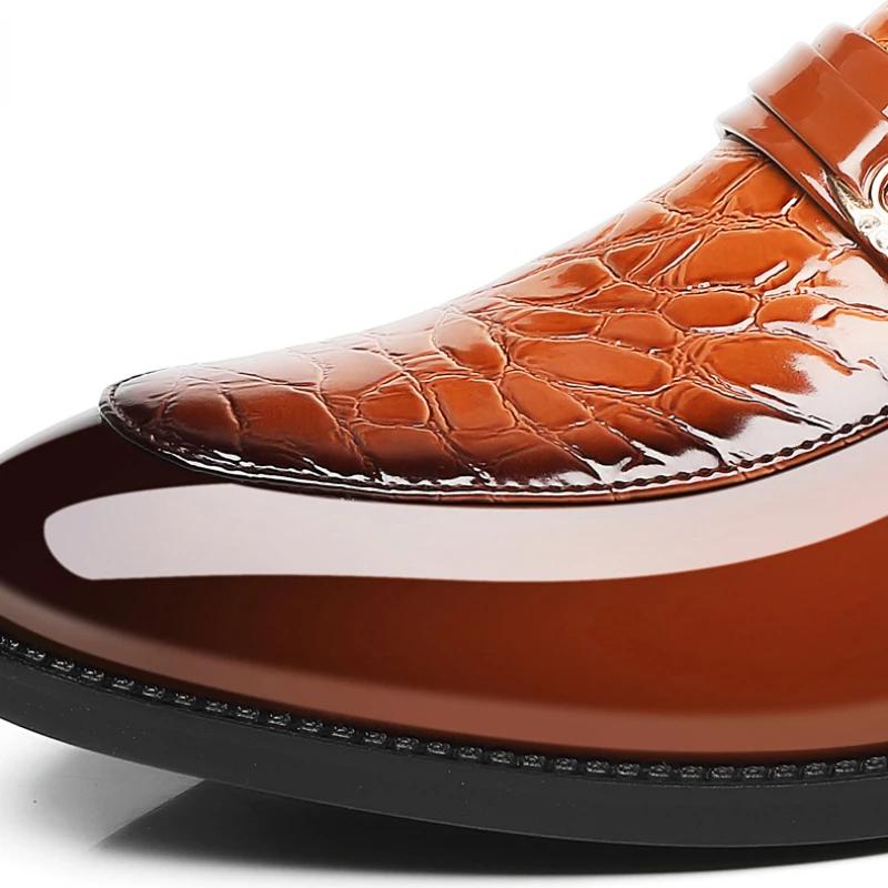 Pointed Toe Dress Shoes for Man Luxury Patent Leather Men Party Wedding Shoes Fashion High Quality Loafers Men Formal Shoes New