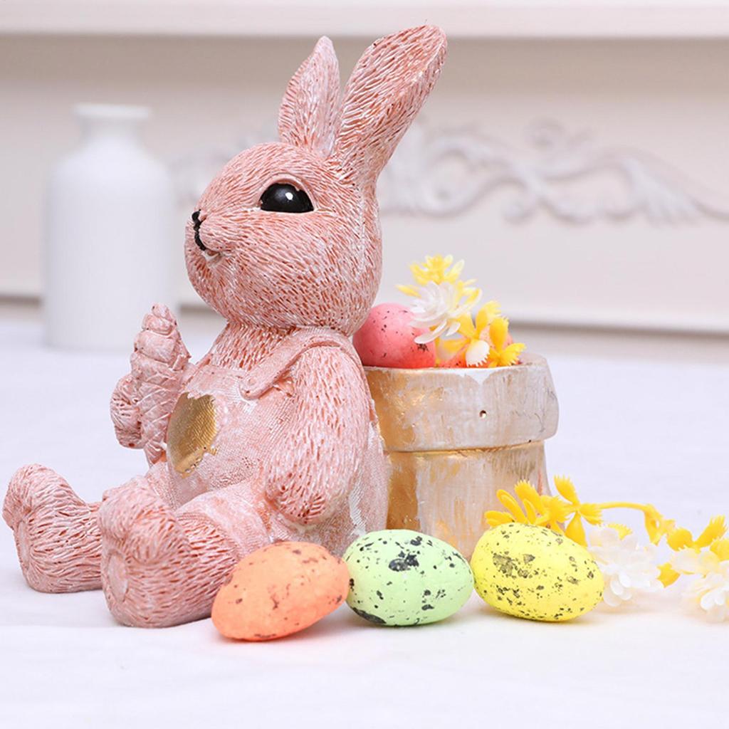 Easter Bunny Statue Adorable Collectible Easter Rabbit Ornaments Spring Home Decor Bunny Figurines for Shelf Table Nursery