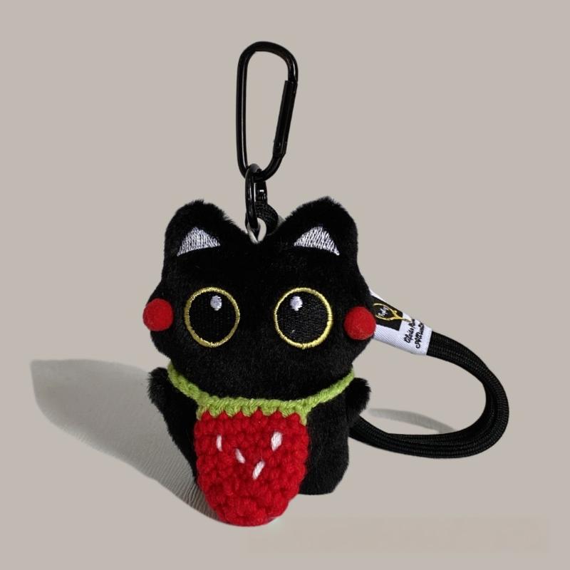 1Pc New Cute Big Eyes Black Cat Squeezing Plush Toy Doll Small Pendant Ins Black Cat Doll Keychain For Boy Girl Birthday Gifts