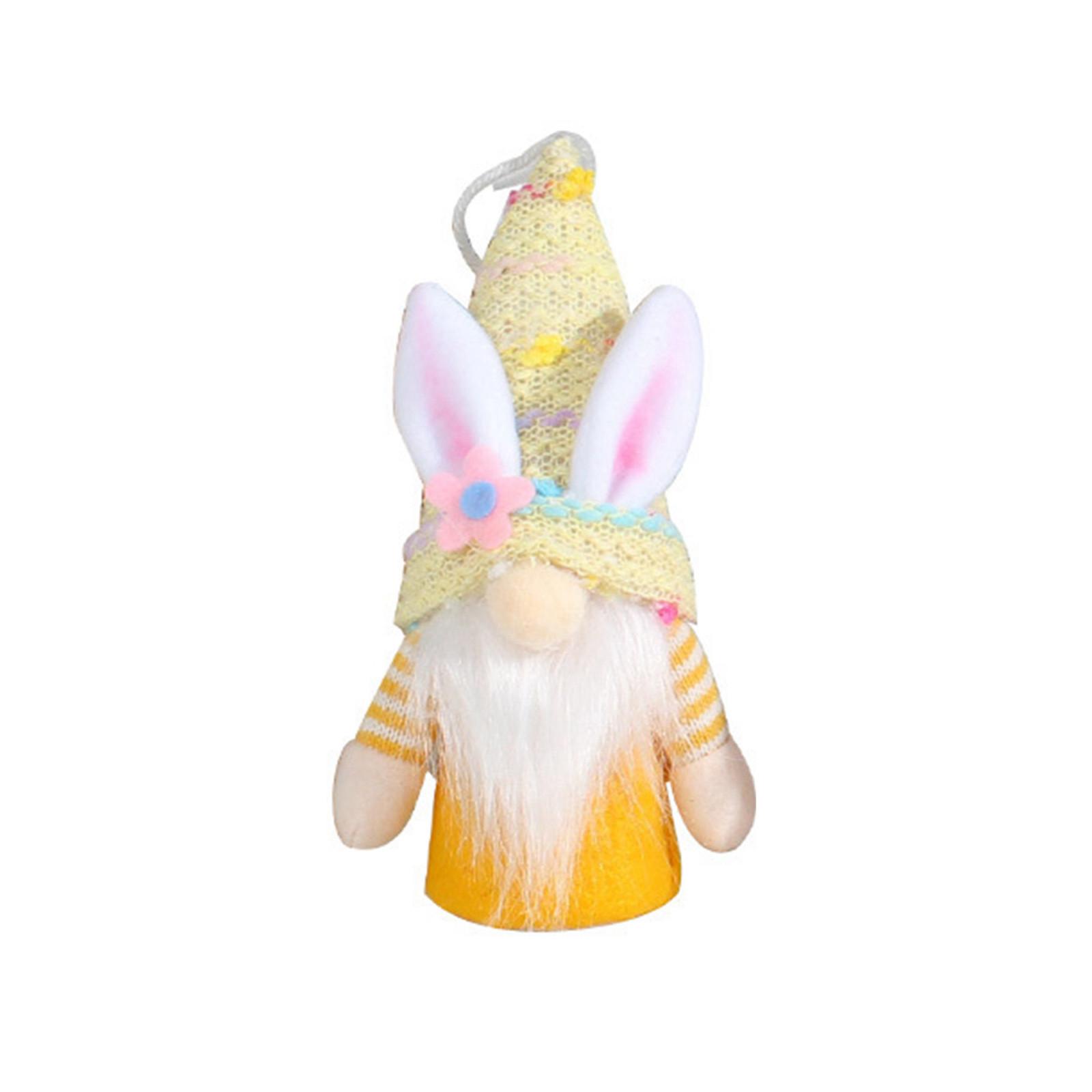 

Easter Bunny Gnome Plush Doll Scandinavian Style Table Ornament Handmade Fabric Figurine Home Decor Ornament for Holiday Celebration one size жовтий