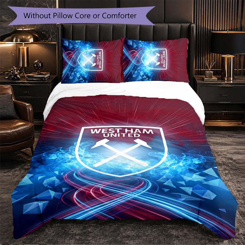 West Ham United Calcio Set Biancheria da Letto 3 Pezzi Morbido Set Copripiumino con Federe Set Decorazione Camera da Letto per la Casa