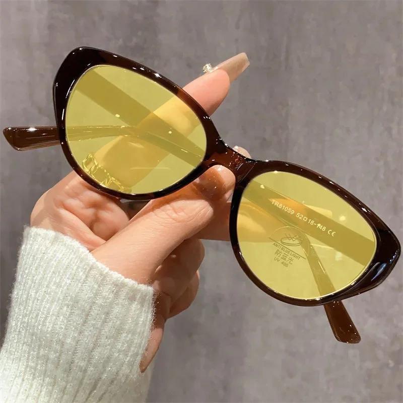 Anti Blue Light Night Vision Myopia Glasses Retro Cat Eye Ultra Light Small Frame Night Vision Goggles Trendy Versatile Glasses