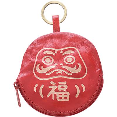 AND PACKABLE Key Ring, Keychain, Coin Purse, Wallet, Approx. 9.5cm, Daruma Doll, Red, 61369