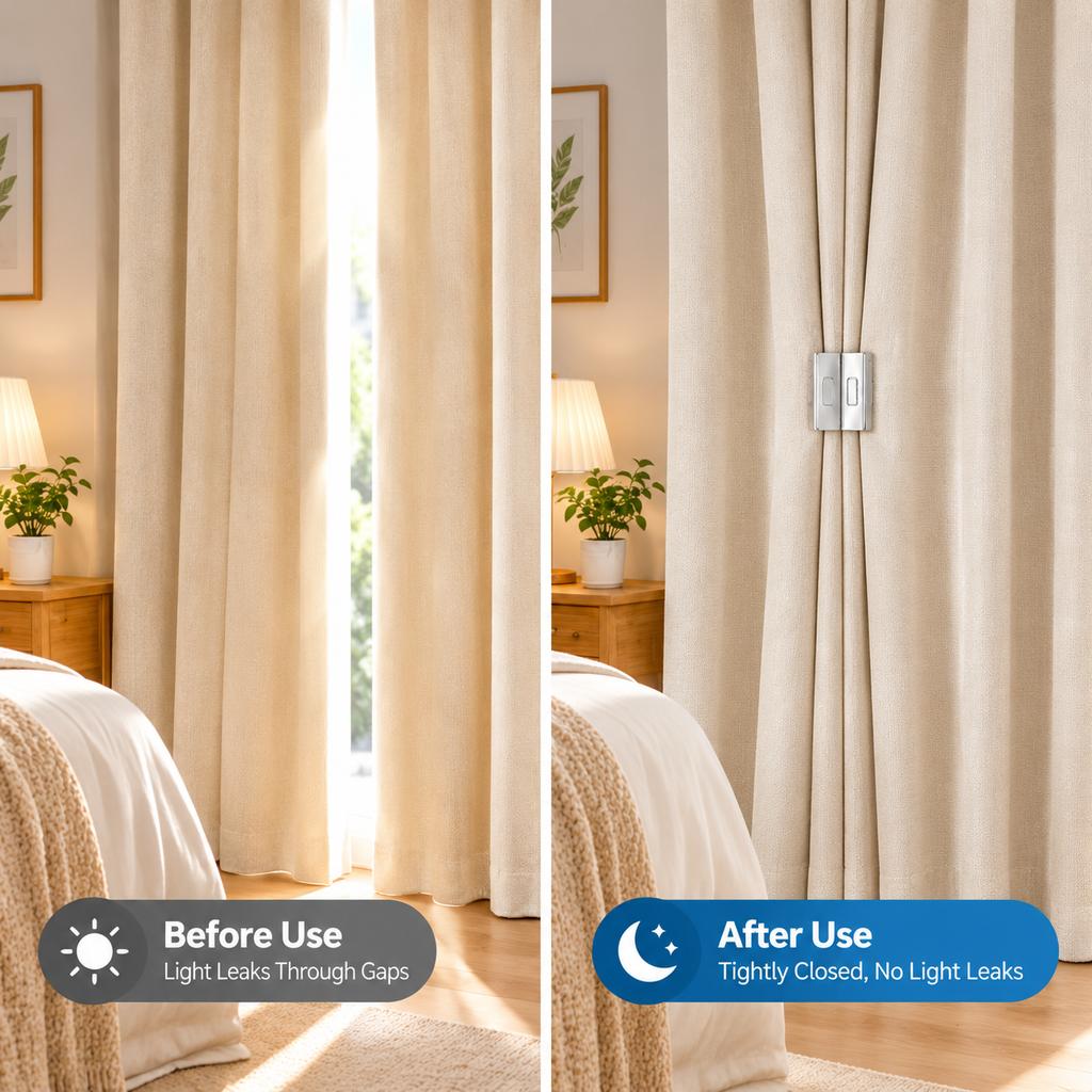 Magnetic Curtain Clips, Silver, 1 Pair, 430 Stainless Steel, No-Drill Closure