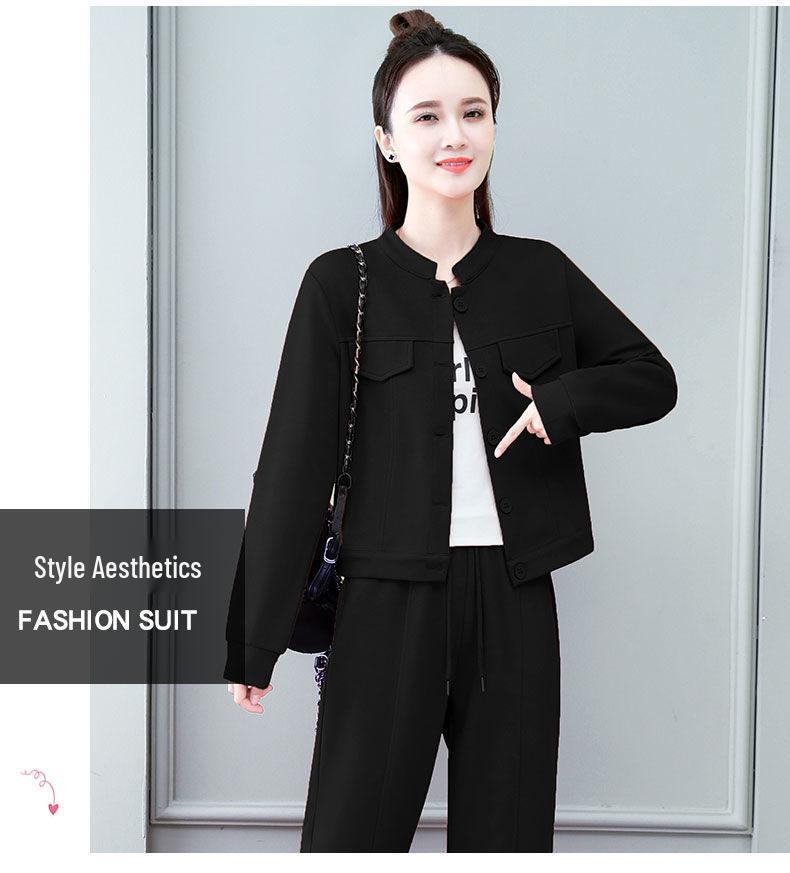 Women's European Style Two-Piece Set: High-End Jacket & Wide-Leg Pants for Spring, Autumn, Winter 2026