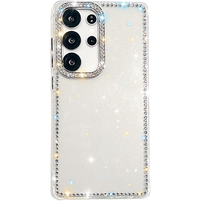 Suitable for Samsung S25 Mobile Phone Case A15 Flash Powder Transparent Edge Diamond A55 Luxury Laser Star S24 Protective Case 365G