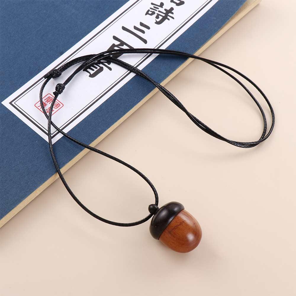 Acorn Rope Chain Wood Pendant Female Necklace Braided Rope Gawu Box Long Necklace Ebony Necklace