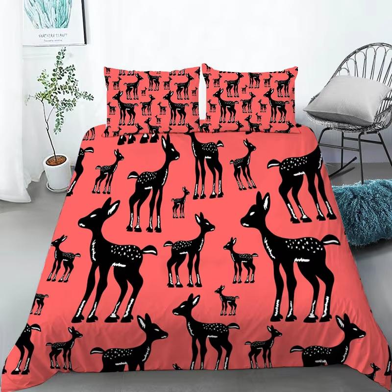 Kids Cartoon Animal Twin Queen King Duvet Cover,Forest Animals Bedding Set, Farmhouse Woodland Comforter Cover For Girls Teens