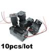 10pcs 4 Solts AA Battery Holder 6V 1.5V for AA Batteries Black Plastic Storage Box Case Dual Layers with 2pin Cable Connector