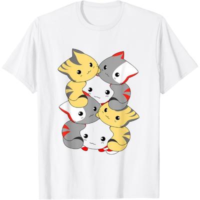Cat Cats Cute Kitty Pile Anime Neko Kitten Kawaii T-Shirt