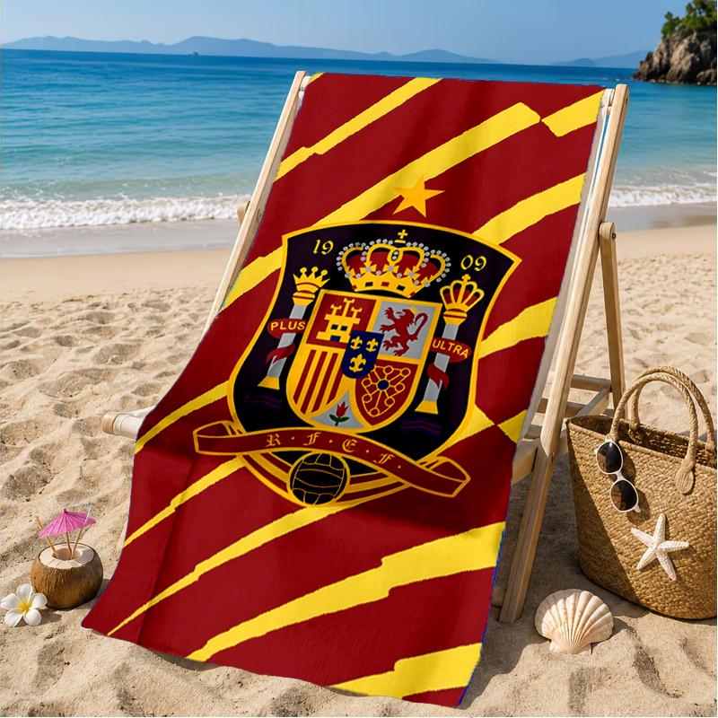 Asciugamano da Spiaggia con Stemma Calcio Spagna, Asciugamano da Spiaggia in Microfibra, Perfetto per Piscina, Spiaggia, Viaggio, Decorazione Casa, Regali per Fan di Feste in Spiaggia