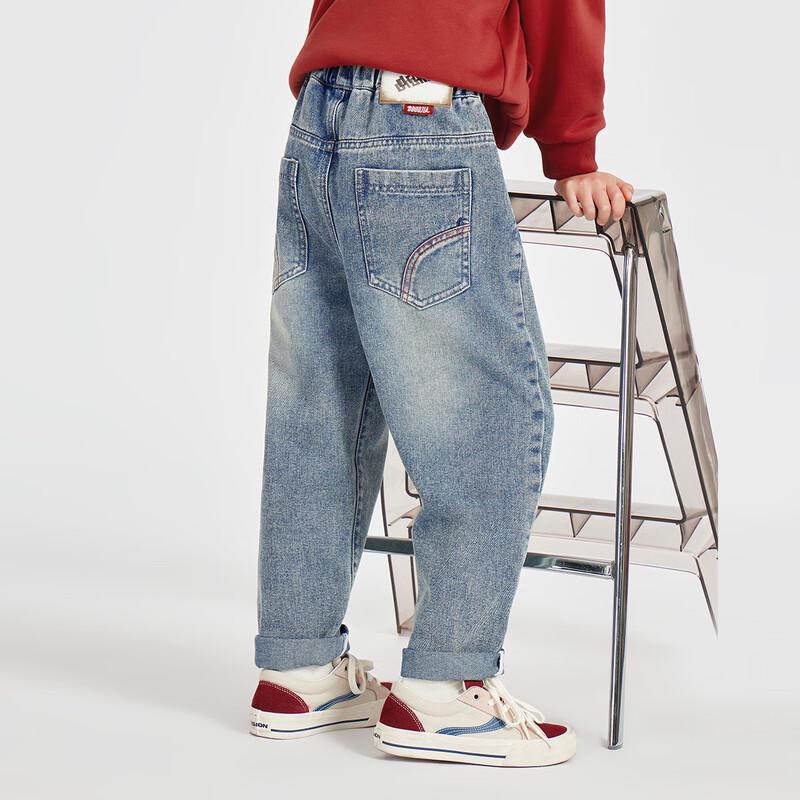 Свободные джинсы из стираного денима для мальчиков 110