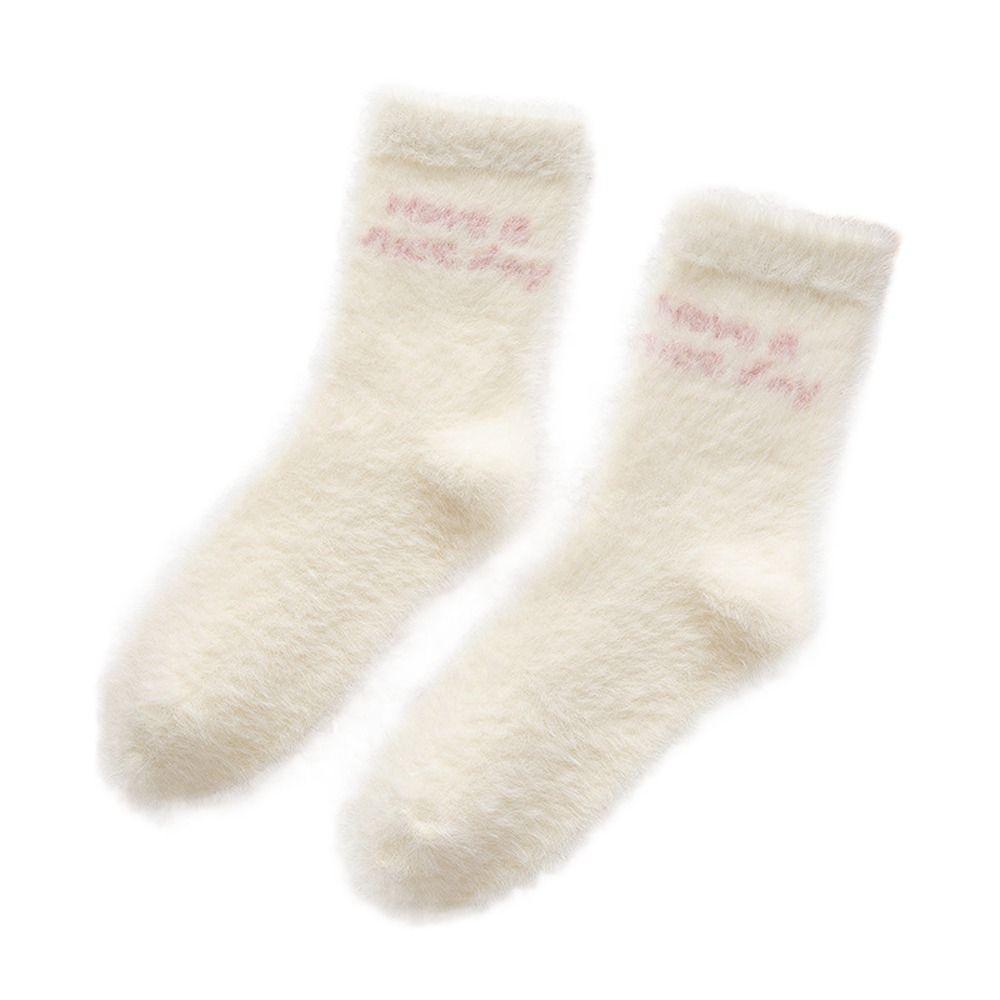 

Cute Wool English Alphabet Stripe Plush Hosiery Japanese Style Socks Women Short Socks Cotton Socks E