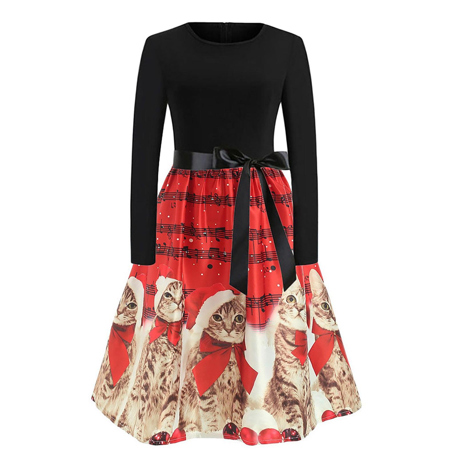 

Women Vintage Short Sleeve Christmas 10s Housewife Evening Party Prom Dress M красный