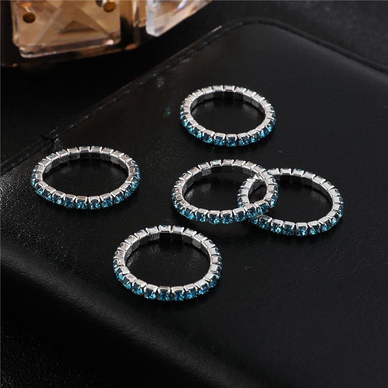 Single Row Rhinestone Ring, Elastic Ring, Diamond-Set Ring, Mixed Batch Elastic Ring