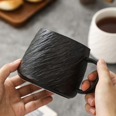 Taş Doku Seramik Kupa Büyük Kapasiteli Düz Renk Minimalist Tasarım Ofis Ev Günlük Kahve Çay İçme Kupası İçin