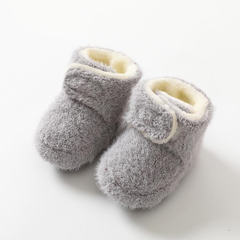 First Walker Soft Sole Non-Slip Baby Shoes & Socks - Thickened for Warmth, Solid Color, Perfect for Autumn/Winter, Newborn to Toddler Floorsocks